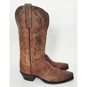 Lucchese 1883 Western Cowboy Boots Womens 7.5 B Brown Savannah Snip Toe Leather